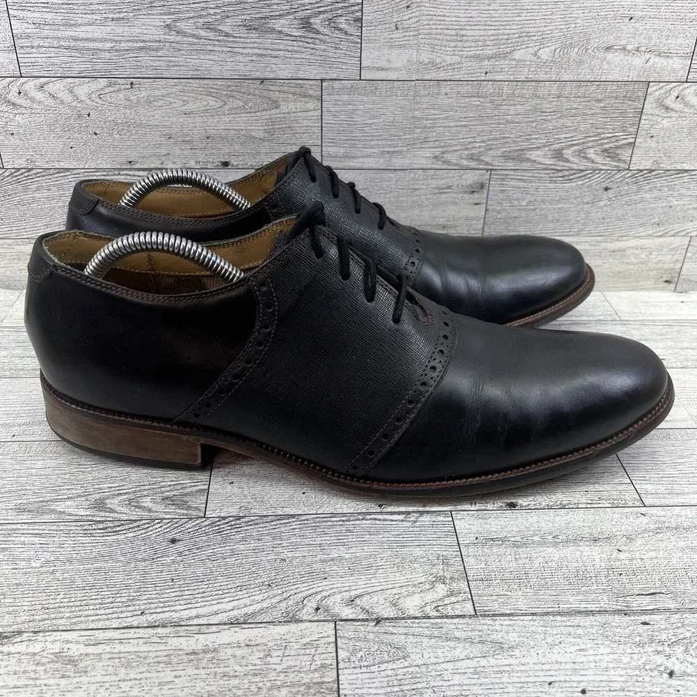 Cole Haan Williams Saddle Oxford Black Leather‎ Dress Shoes C14389 Men Size 11M